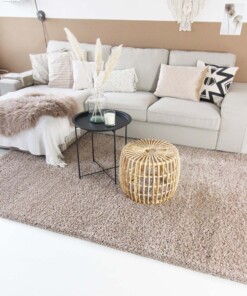 Hoogpolig vloerkleed shaggy Trend effen - beige - sfeer, thumbnail