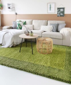 Hoogpolig vloerkleed shaggy Trend lijstmotief - groen - sfeer, thumbnail Hoogpolig vloerkleed shaggy Trend lijstmotief - groen - sfeer, thumbnail