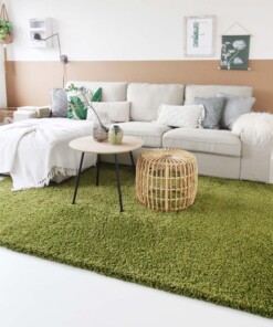 Hoogpolig vloerkleed shaggy Trend effen - groen - sfeer, thumbnail