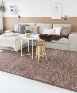 Hoogpolig vloerkleed shaggy Trend effen - mokka - sfeer, thumbnail