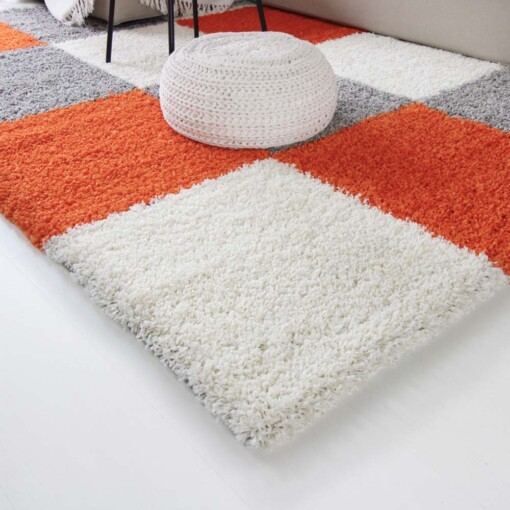 Rond hoogpolig vloerkleed - Blend blauw/grijs