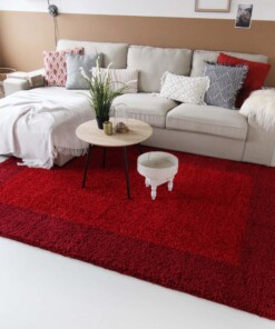 Hoogpolig vloerkleed shaggy Trend lijstmotief - rood - sfeer, thumbnail