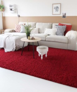 Hoogpolig vloerkleed shaggy Trend effen - rood - sfeer, thumbnail