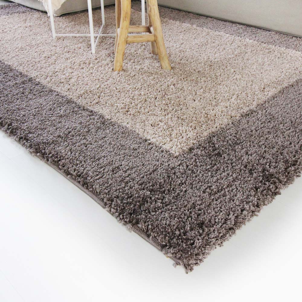 Belang Pelmel vermomming Hoogpolig vloerkleed shaggy Trend lijstmotief - taupe | Tapeso