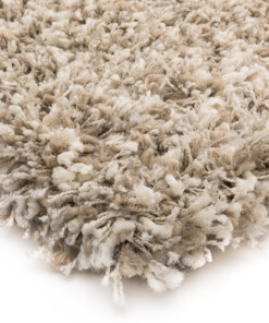 Hoogpolig vloerkleed Gemêleerd - Shaggy Prime wit/beige - close up hoek