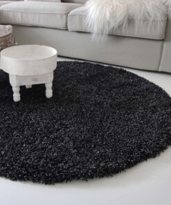 Hoogpolig rond vloerkleed shaggy Royal 5cm hoogte - antraciet - sfeer