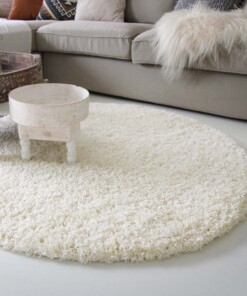 Hoogpolig rond vloerkleed shaggy Royal 5cm hoogte - crème - sfeer