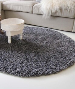 Hoogpolig rond vloerkleed shaggy Royal 5cm hoogte - grijs - sfeer