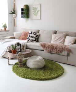 Hoogpolig rond vloerkleed shaggy Royal 5cm hoogte - groen - sfeer, thumbnail
