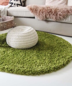 Hoogpolig rond vloerkleed shaggy Royal 5cm hoogte - groen - sfeer