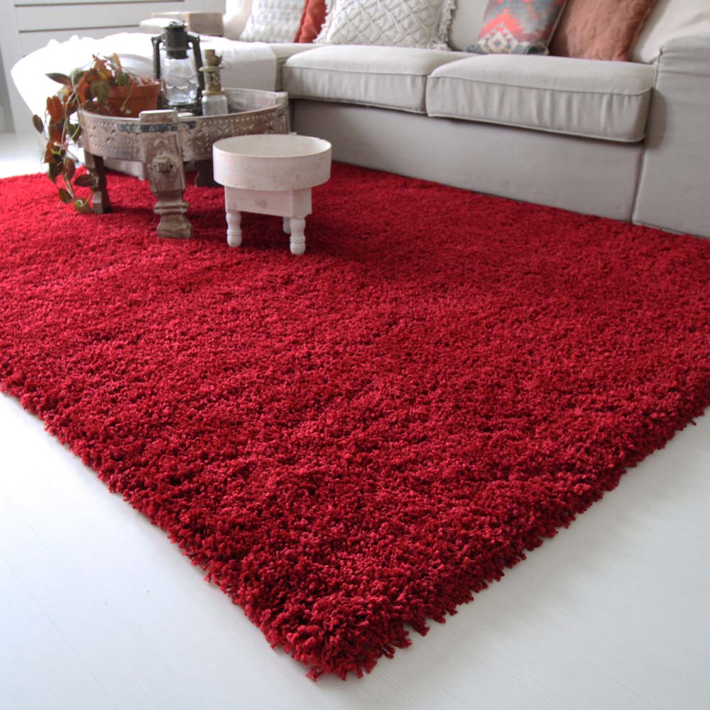 bezoeker Oraal Pedagogie Hoogpolig vloerkleed shaggy Royal 5cm hoogte - rood | Tapeso