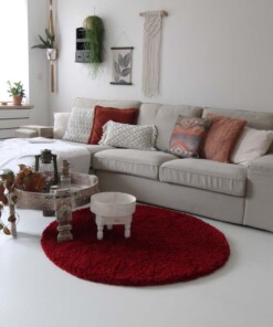 Hoogpolig rond vloerkleed shaggy Royal 5cm hoogte - rood - sfeer, thumbnail