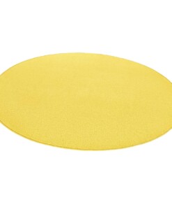 Modern effen vloerkleed rond Fancy - geel - overzicht schuin, thumbnail