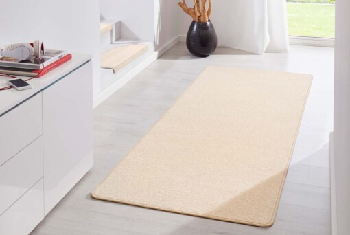 Moderne effen loper Fancy - beige - sfeer