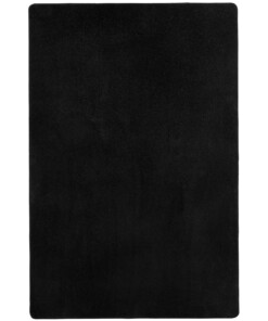 Modern effen vloerkleed Fancy - zwart - overzicht schuin, thumbnail