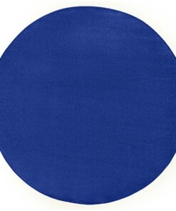 Modern effen vloerkleed rond Fancy - blauw - overzicht boven, thumbnail