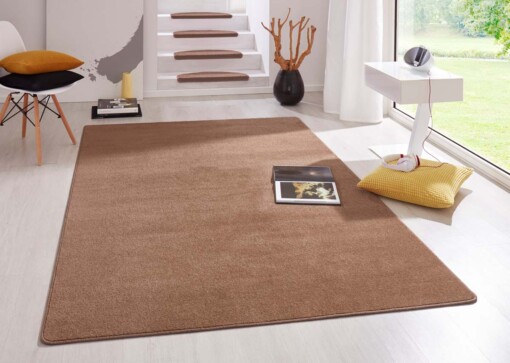 Modern effen vloerkleed Fancy - bruin - sfeer