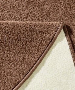 Modern effen vloerkleed rond Fancy - bruin - close up, thumbnail