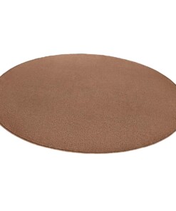 Modern effen vloerkleed rond Fancy - bruin - overzicht schuin, thumbnail