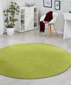 Modern effen vloerkleed rond Fancy - groen - sfeer