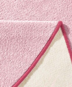 Modern effen vloerkleed rond Fancy - lichtroze - close up, thumbnail