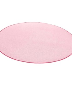 Modern effen vloerkleed rond Fancy - lichtroze - overzicht boven, thumbnail