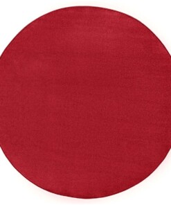 Modern effen vloerkleed rond Fancy - rood - overzicht boven