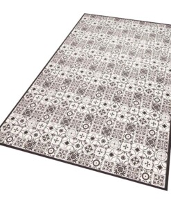 Vloerkleed vinyl Kaja - zwart/wit - overzicht schuin, thumbnail