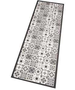 Vloerkleed vinyl Kaja - zwart/wit - overzicht schuin, thumbnail