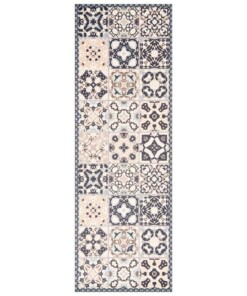 Vloerkleed vinyl Zoe - blauw/crème - overzicht boven, thumbnail