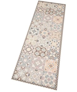 Vloerkleed vinyl Zoe - lichtblauw/crème - overzicht schuin, thumbnail Vloerkleed vinyl Zoe - lichtblauw/crème - overzicht schuin, thumbnail