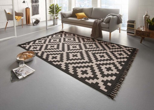 Vlakweef loper Sisal-Optiek Nature - zwart - sfeer