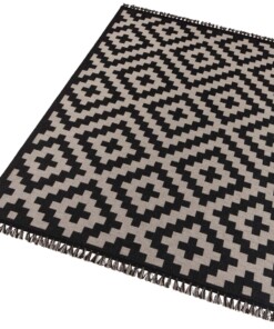 Vlakweef vloerkleed Sisal-Optiek Nature - zwart - overzicht schuin, thumbnail Vlakweef vloerkleed Sisal-Optiek Nature - zwart - overzicht schuin, thumbnail