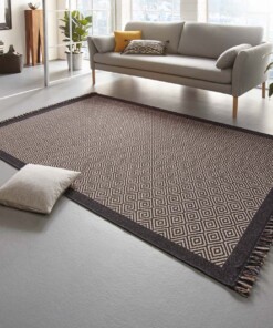 Vlakweef vloerkleed  Sisal-Optiek  Nature - zwart/beige (klein ruit) - sfeer