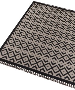 Vlakweef vloerkleed Sisal-Optiek Nature - zwart/beige (groot ruit) - overzicht schuin, thumbnail Vlakweef vloerkleed Sisal-Optiek Nature - zwart/beige (groot ruit) - overzicht schuin, thumbnail