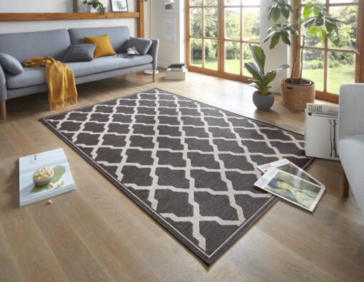 Vlakweef vloerkleed Macrame-Optiek Heaven - zwart - sfeer