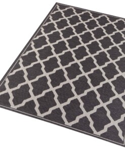 Vlakweef vloerkleed Macrame-Optiek Heaven - zwart - overzicht schuin, thumbnail