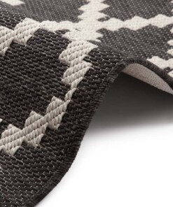 Scandinavisch vloerkleed Dawn - zwart/crème - close up, thumbnail