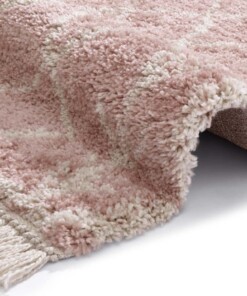 Hoogpolig vloerkleed Orchid - roze/crème - close up, thumbnail