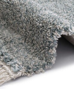 Hoogpolig vloerkleed Aloe - blauw/crème - close up, thumbnail