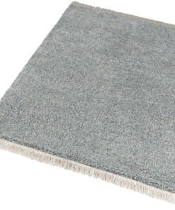 Hoogpolig vloerkleed Aloe - blauw/crème - overzicht schuin, thumbnail