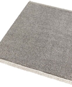 Hoogpolig vloerkleed Aloe - grijs/crème - overzicht schuin, thumbnail