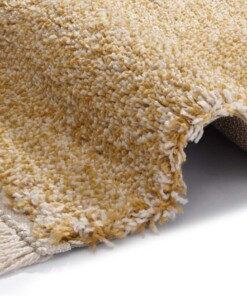 Hoogpolig vloerkleed Aloe - goud/crème - close up, thumbnail