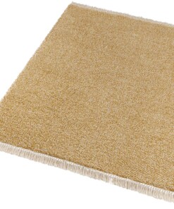 Hoogpolig vloerkleed Aloe - goud/crème - overzicht schuin, thumbnail