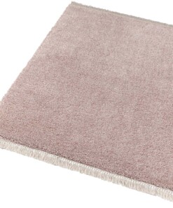 Hoogpolig vloerkleed Aloe - roze/crème - overzicht schuin, thumbnail