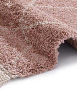 Hoogpolig vloerkleed Primerose - roze/crème - close up, thumbnail