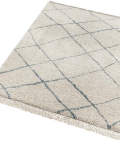 Hoogpolig Vloerkleed Primerose - crème/blauw - overzicht schuin, thumbnail