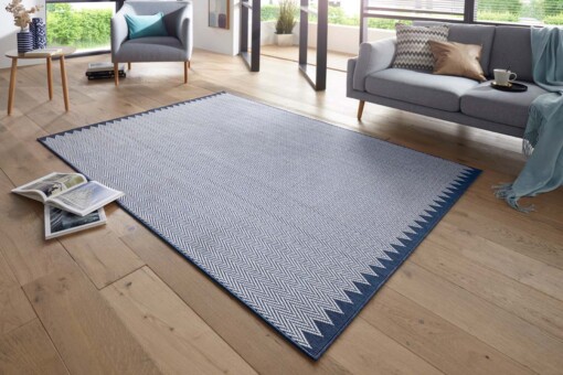 Modern Vloerkleed Ida - donkerblauw/crème - sfeer