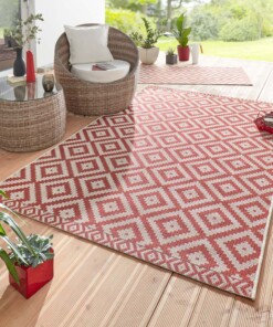 Scandinavisch buitenkleed Summer - rood - sfeer