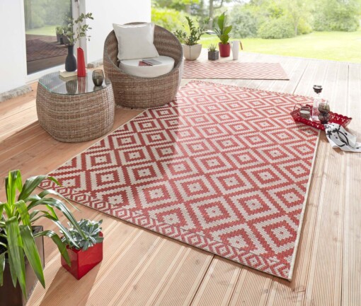 Scandinavisch buitenkleed Summer - rood - sfeer